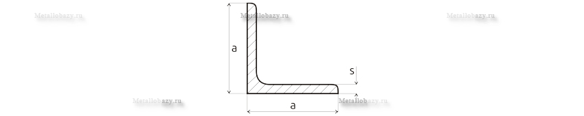 Схема поперечного сечения горячекатаного равнополочного уголка